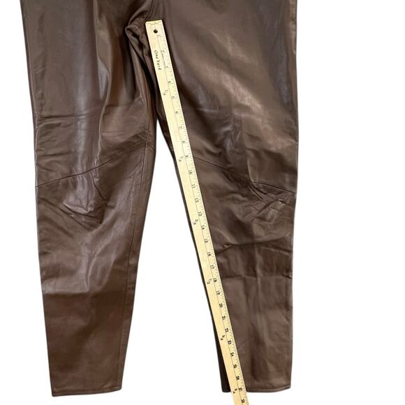 Vintage 90s Charles Klein Leather Pants S Chocolate Brown High Rise Retro Moto - Picture 10 of 14